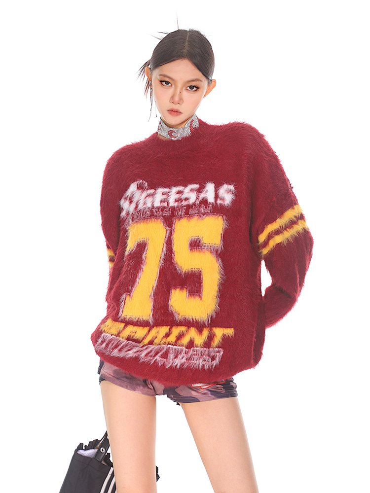 American style tops mixed colors sweater for women