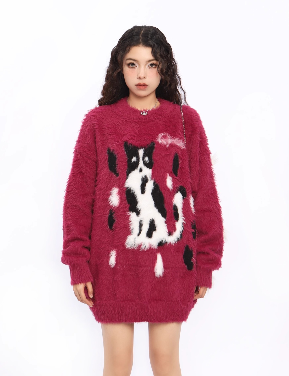 Lazy autumn and winter sweater mink velvet tops