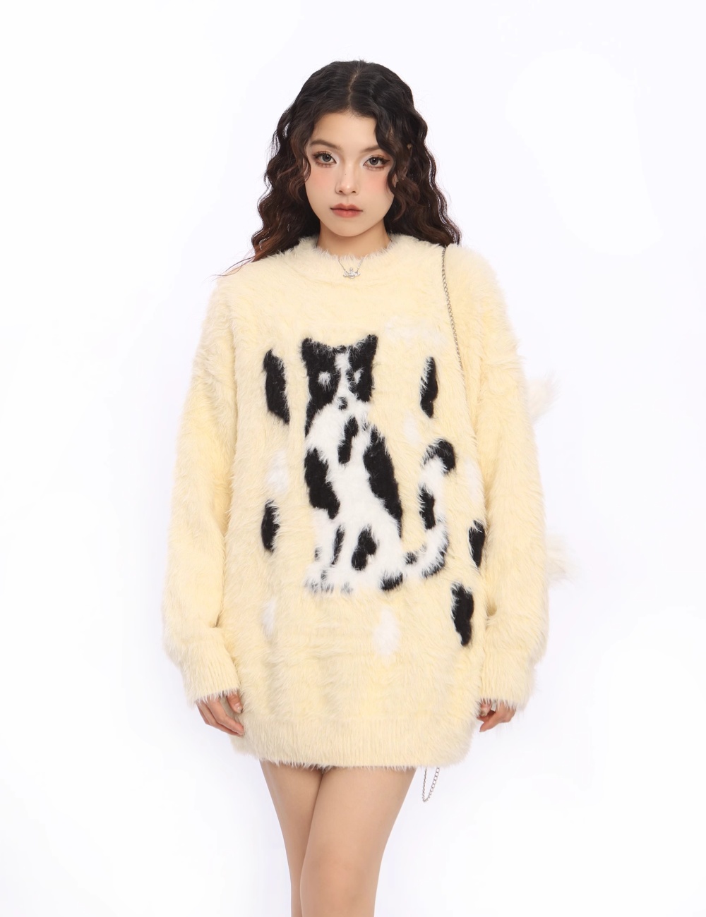 Lazy autumn and winter sweater mink velvet tops