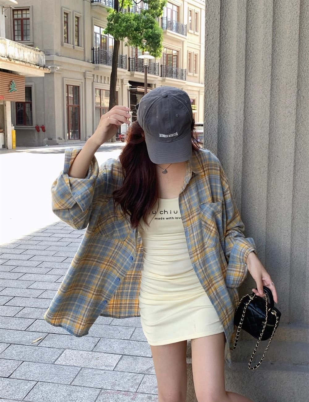 Plaid autumn retro Casual fashion loose couples shirt