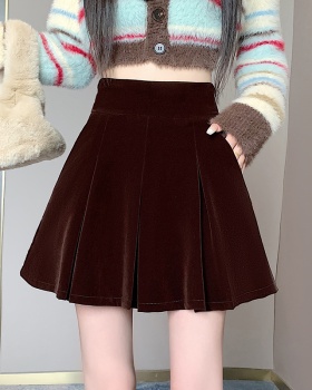 Slim autumn and winter skirt pleated velvet short skirt