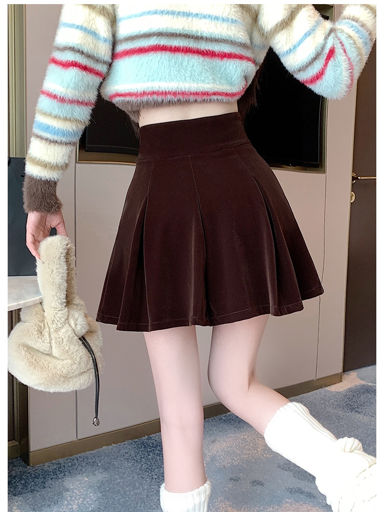 Slim autumn and winter skirt pleated velvet short skirt