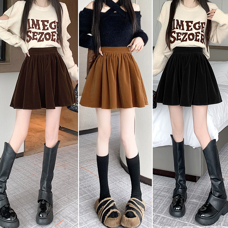 Autumn and winter anti emptied short skirt slim puff skirt