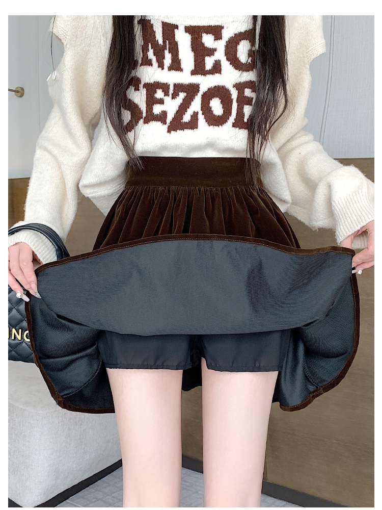 Autumn and winter anti emptied short skirt slim puff skirt