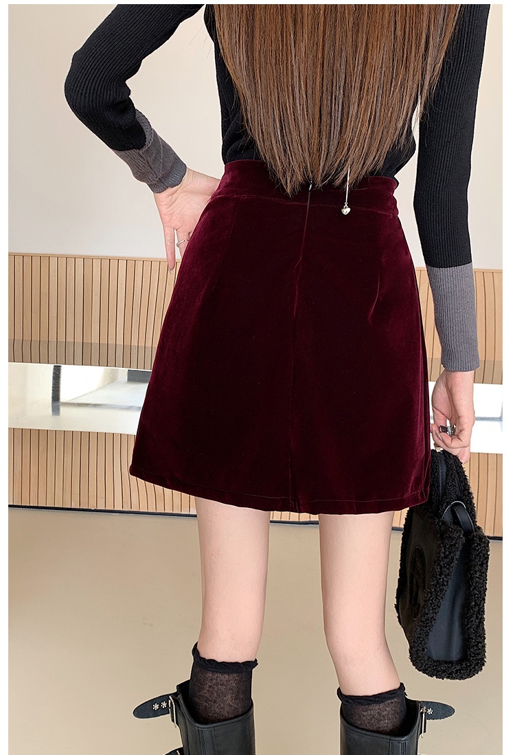 High waist anti emptied culottes wine-red skirt for women