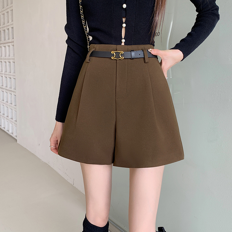 High waist wide leg pants woolen boots pants for women