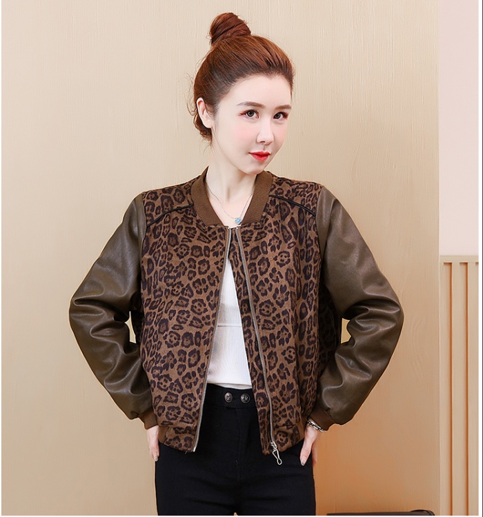 Western style plus velvet jacket loose leopard coat