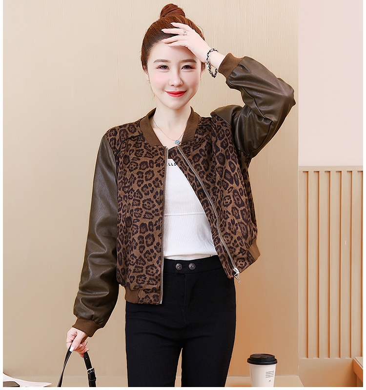 Western style plus velvet jacket loose leopard coat