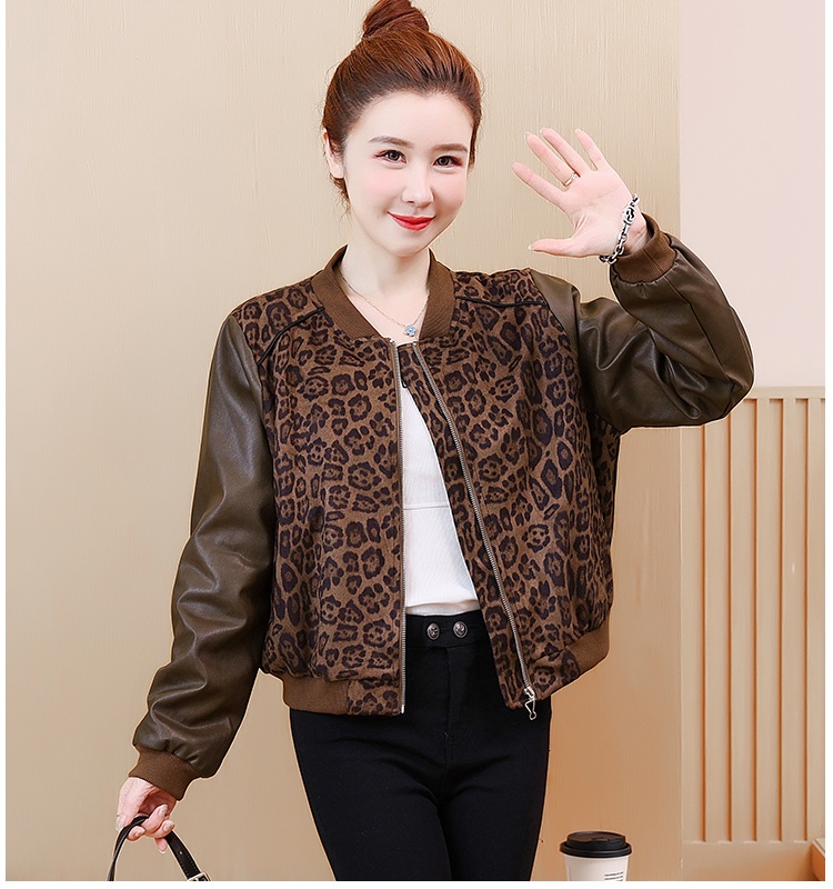 Western style plus velvet jacket loose leopard coat