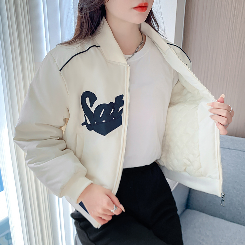 Embroidery retro tops zip short small cotton jacket