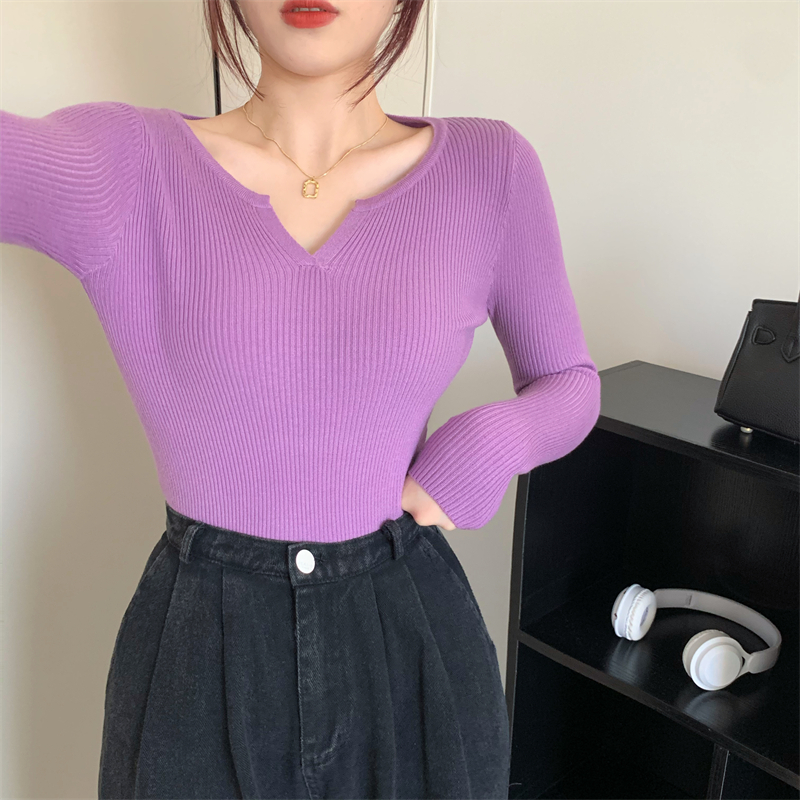 Bottoming pure sweater slim tops for women