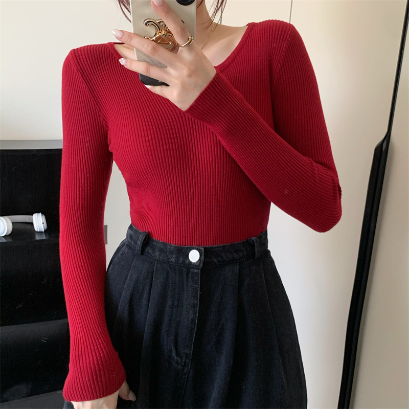 Bottoming pure sweater slim tops for women