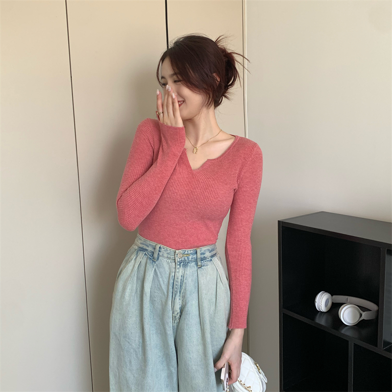 Bottoming pure sweater slim tops for women