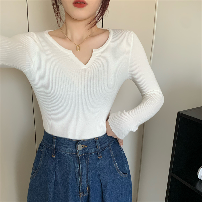 Bottoming pure sweater slim tops for women