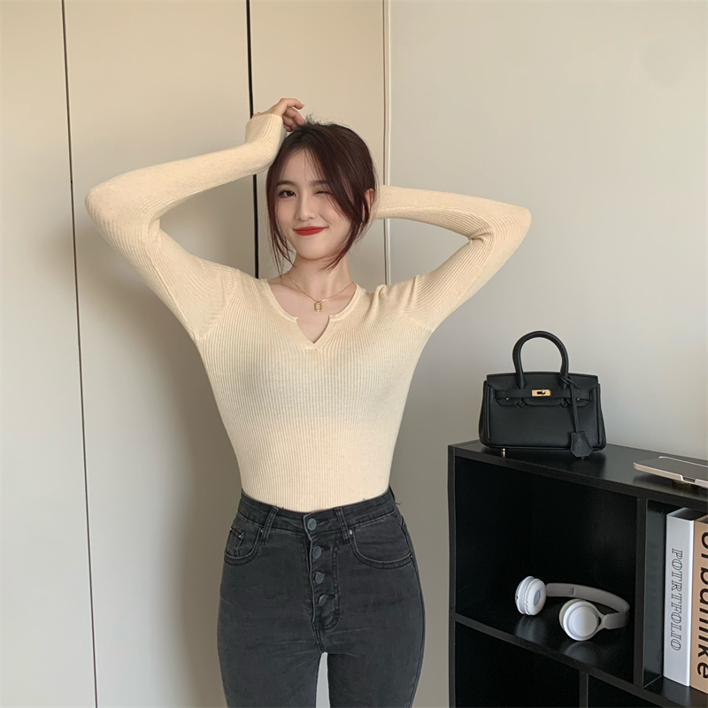 Bottoming pure sweater slim tops for women