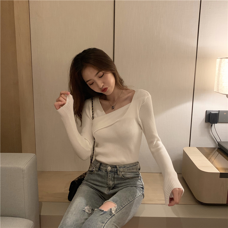 Niche Western style all-match tops bottoming short sweater