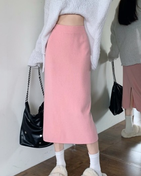 Long straight temperament short skirt slim knitted skirt