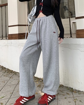 Drawstring thick high waist pants autumn sweatpants