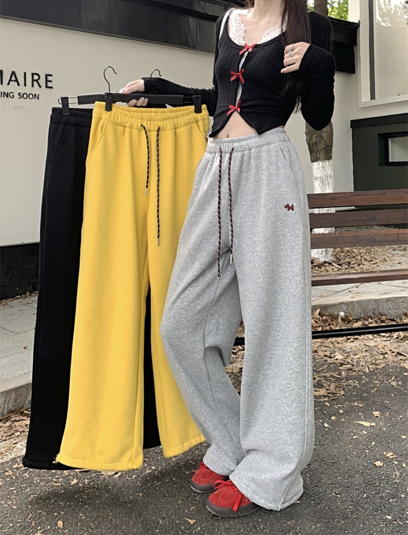 Drawstring thick high waist pants autumn sweatpants