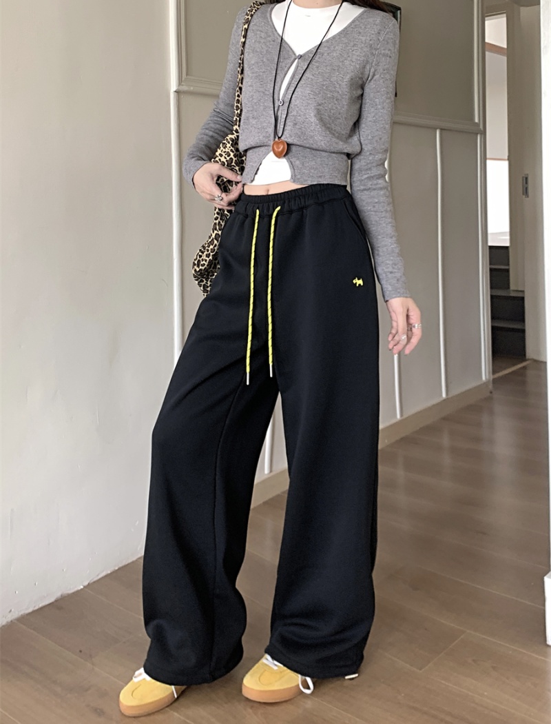 Drawstring thick high waist pants autumn sweatpants