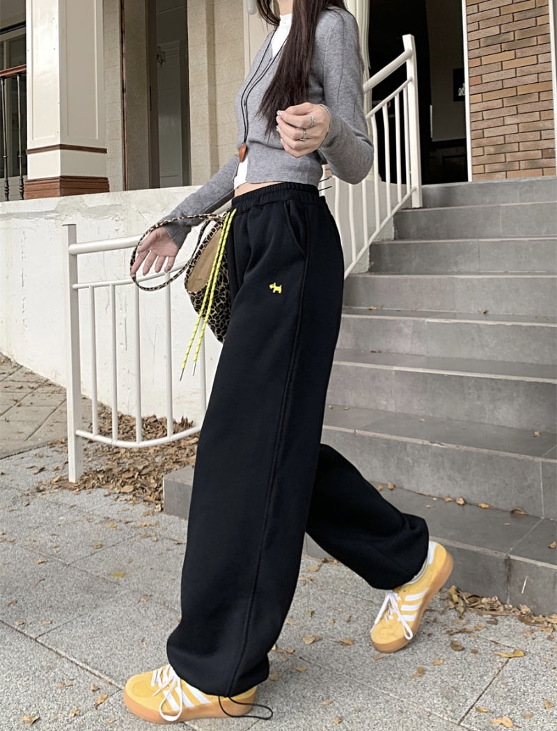 Drawstring thick high waist pants autumn sweatpants