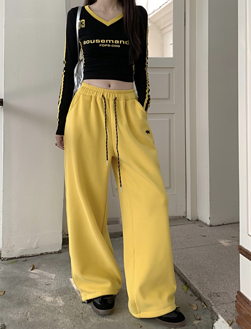 Drawstring thick high waist pants autumn sweatpants