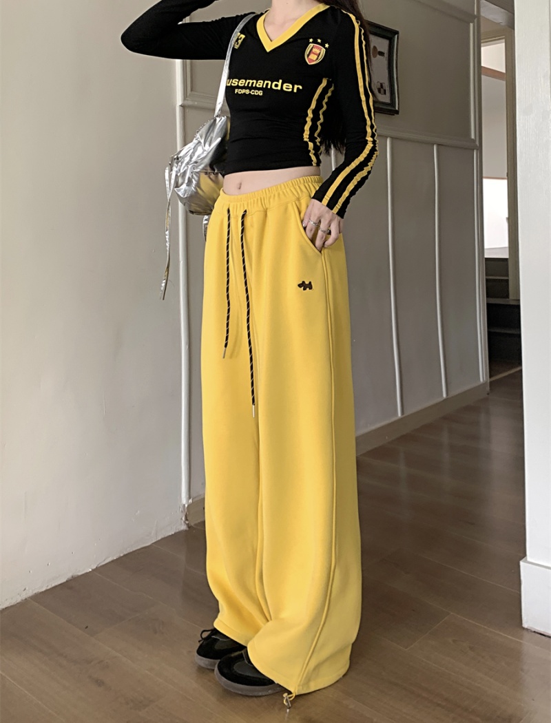 Drawstring thick high waist pants autumn sweatpants