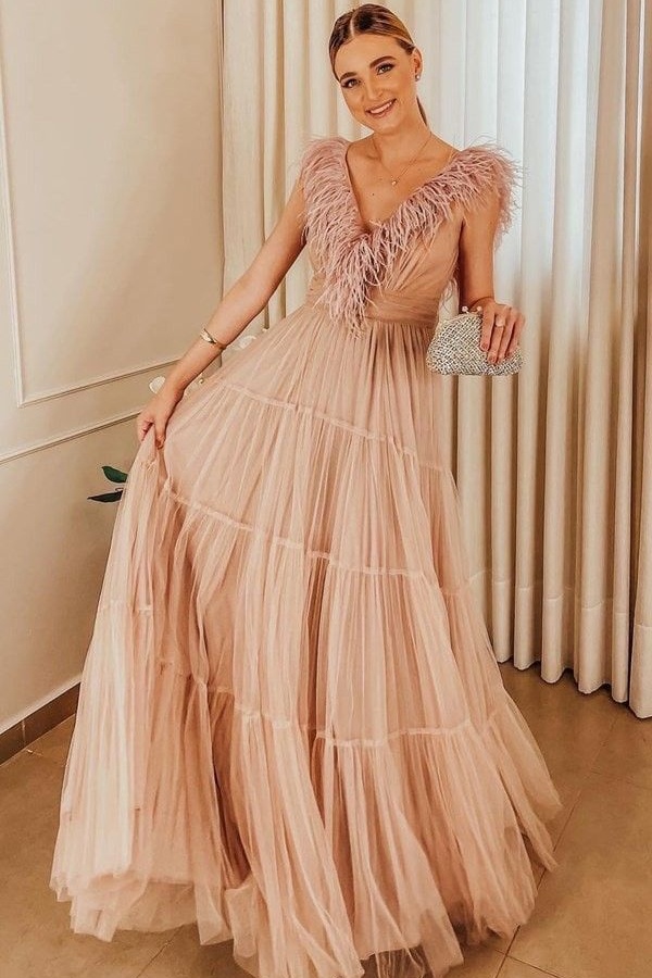 V-neck long dress autumn and winter formal dress for women