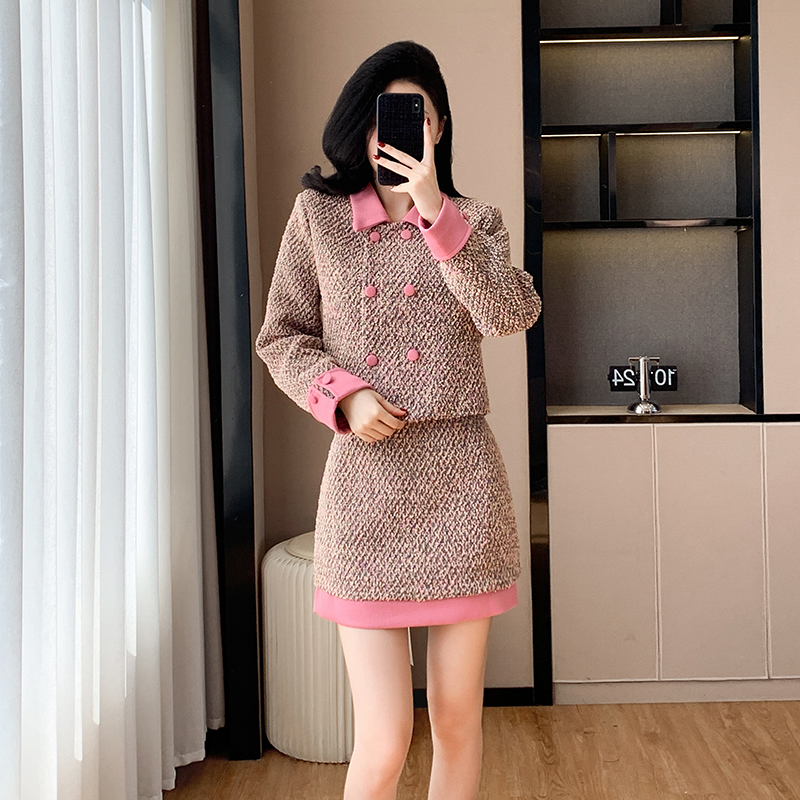 Short show young coat sweet chanelstyle short skirt a set