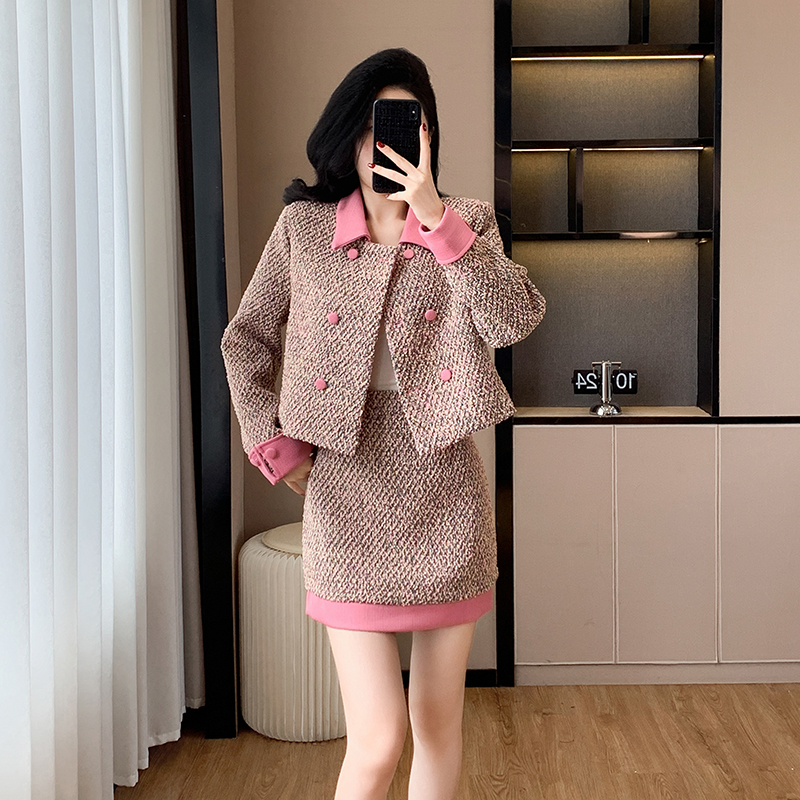 Short show young coat sweet chanelstyle short skirt a set