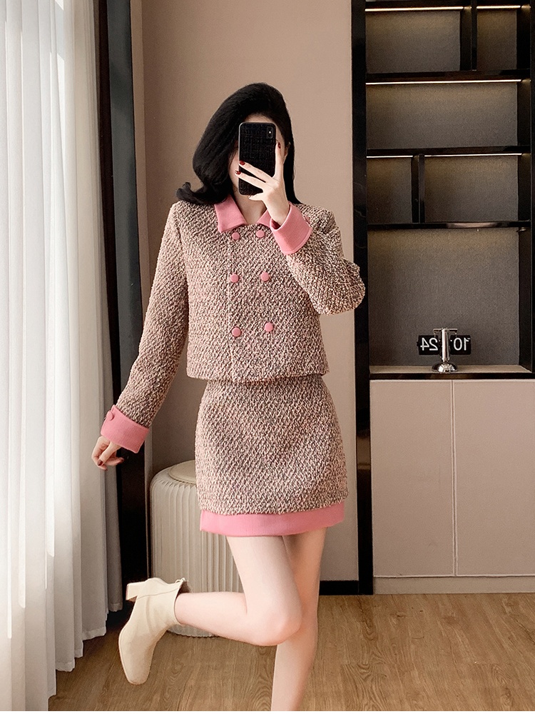 Short show young coat sweet chanelstyle short skirt a set