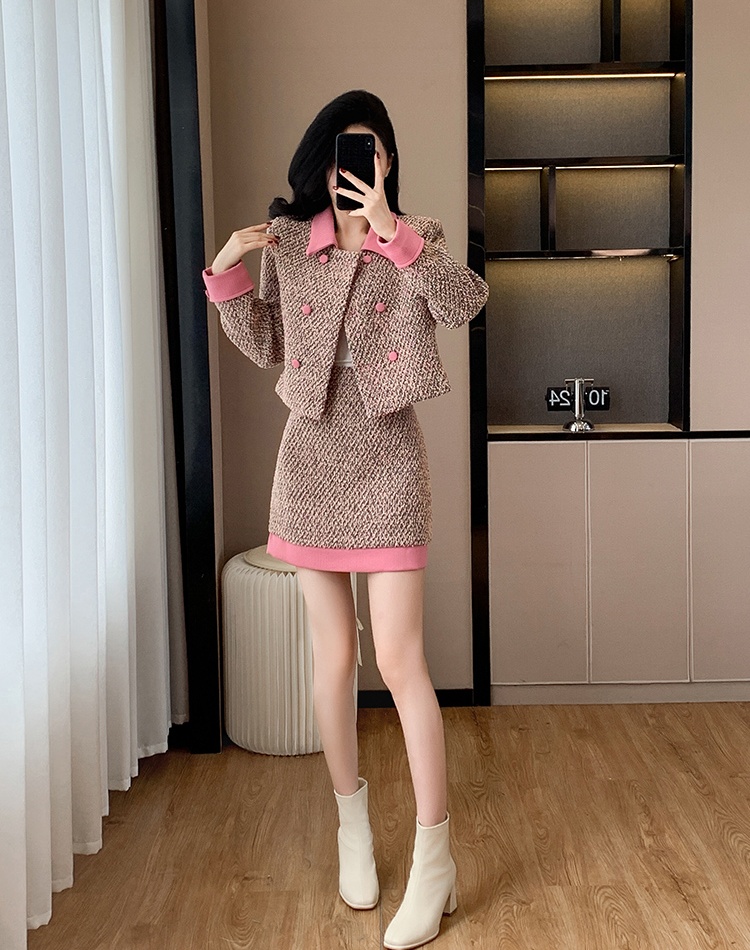 Short show young coat sweet chanelstyle short skirt a set