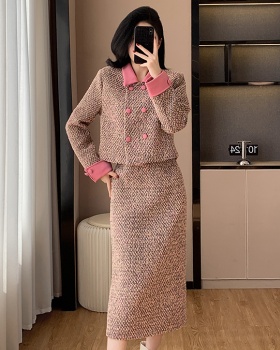 Lapel temperament long skirt long coat a set