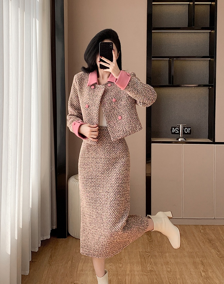 Lapel temperament long skirt long coat a set