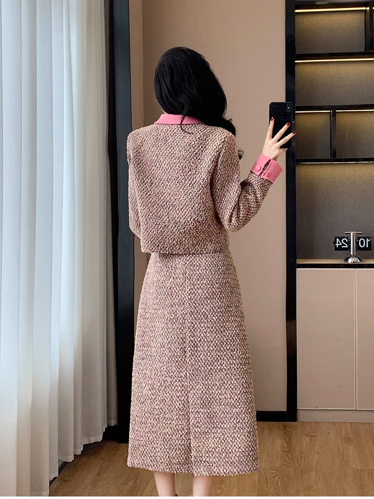 Lapel temperament long skirt long coat a set