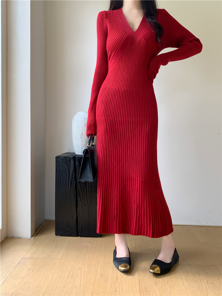 Autumn and winter bottoming dress slim long dress for women