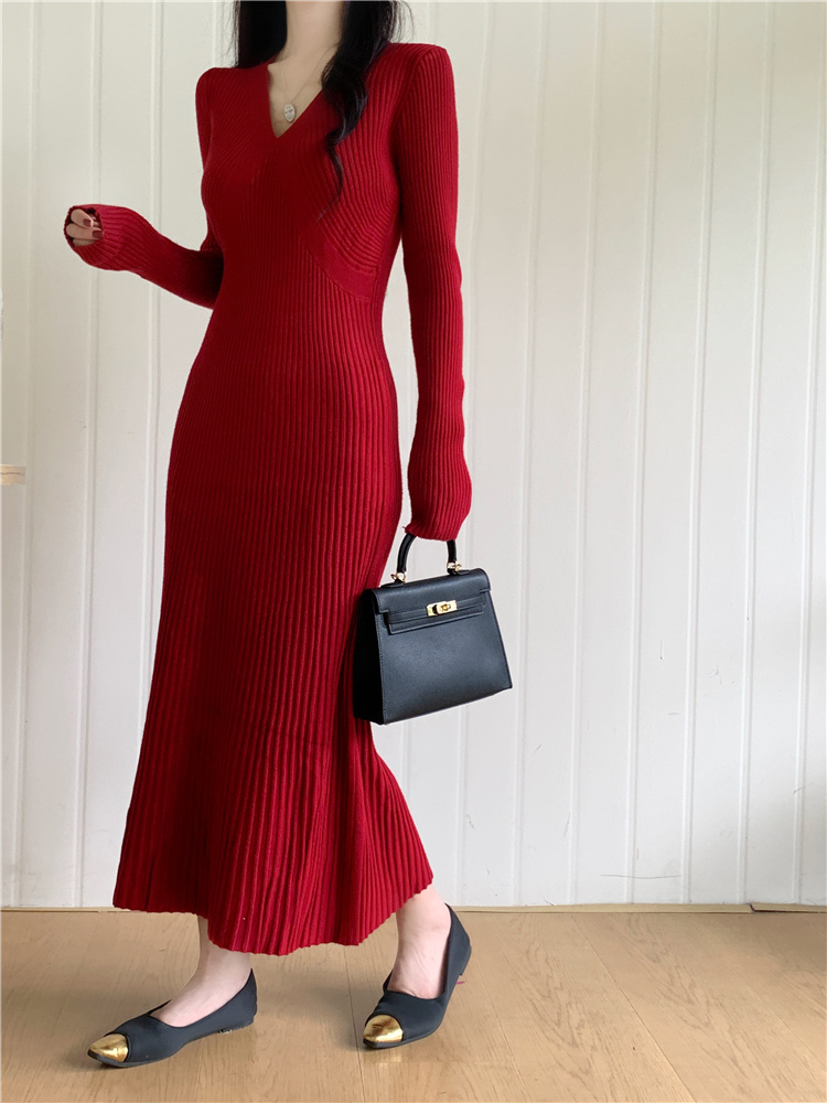 Autumn and winter bottoming dress slim long dress for women