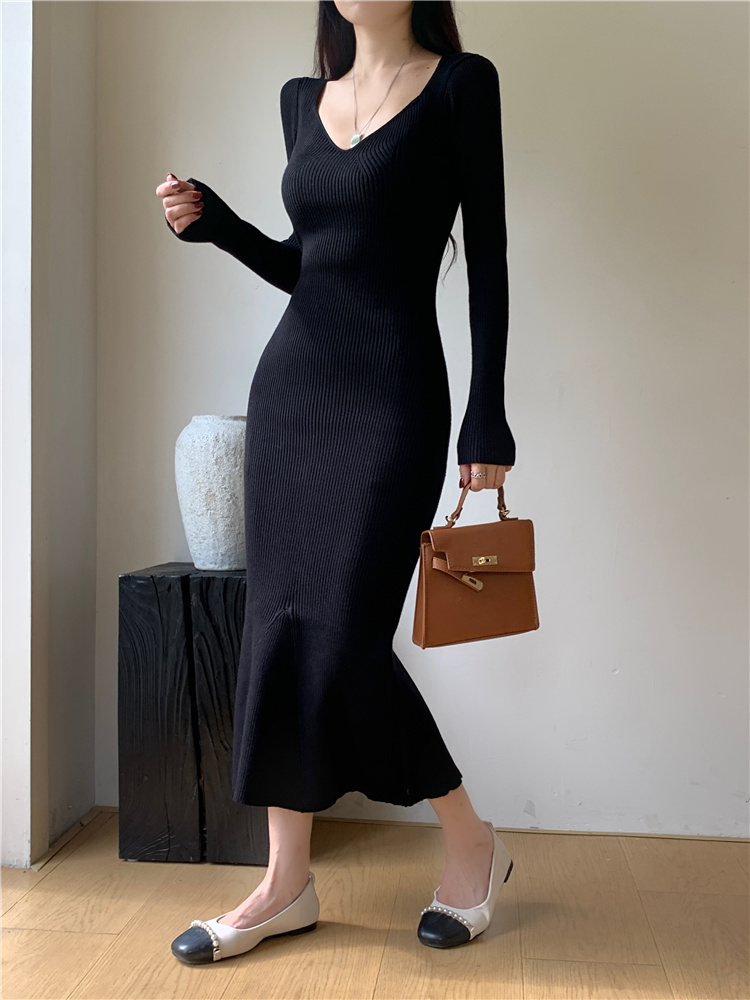 Autumn and winter slim package hip mermaid dress for women