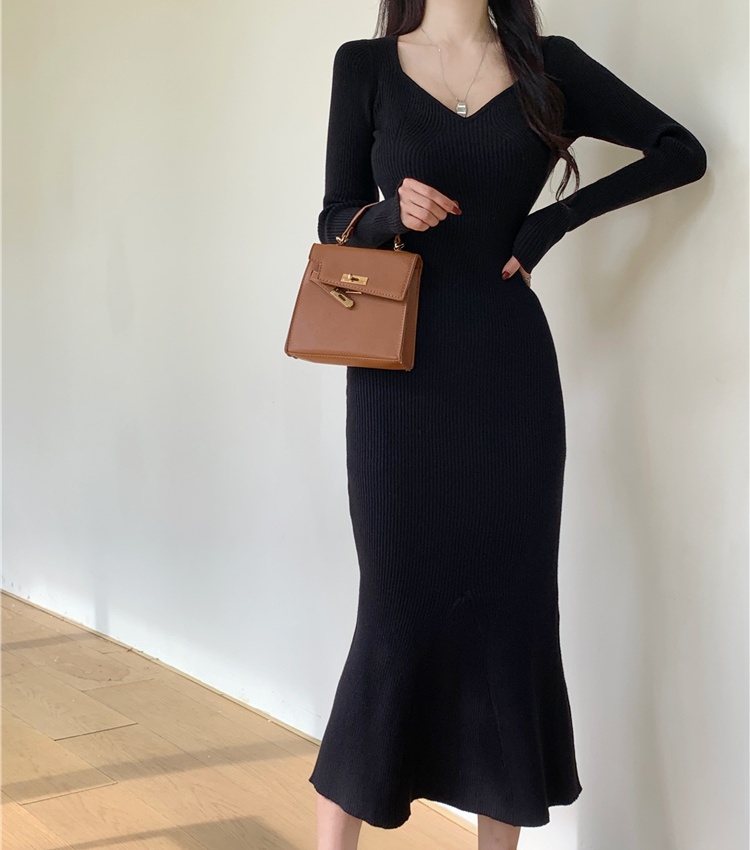 Autumn and winter slim package hip mermaid dress for women