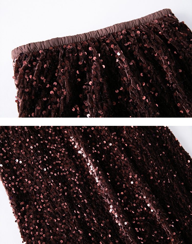 Elastic waist package hip skirt sequins long skirt