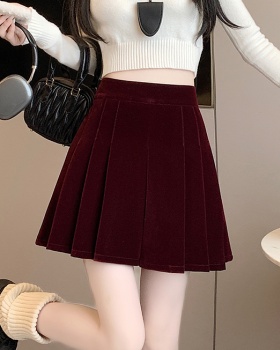 Autumn and winter skirt wine-red short skirt for women