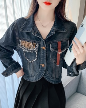 Short loose coat spring and autumn denim tops for women