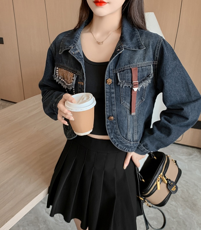 Short loose coat spring and autumn denim tops for women