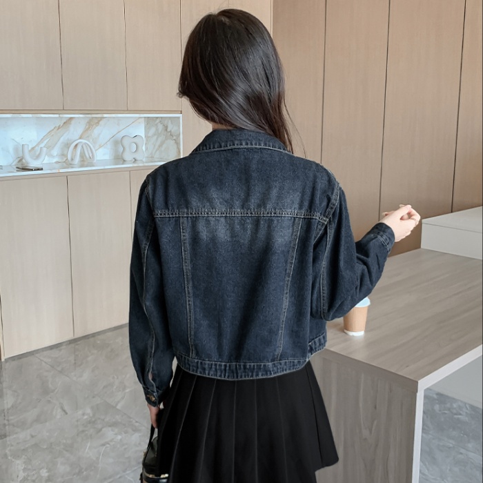 Short loose coat spring and autumn denim tops for women