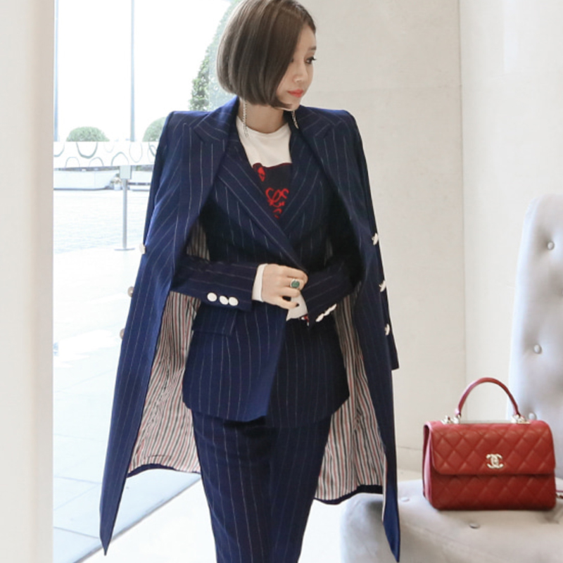 Slim business suit overcoat 3pcs set for women