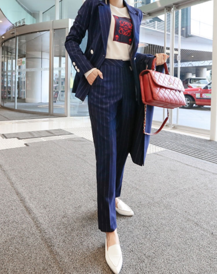 Slim business suit overcoat 3pcs set for women