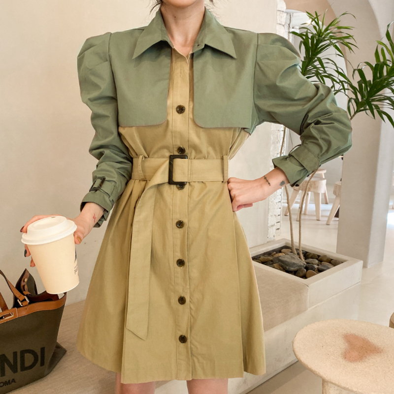 Slim pinched waist dress Korean style windbreaker