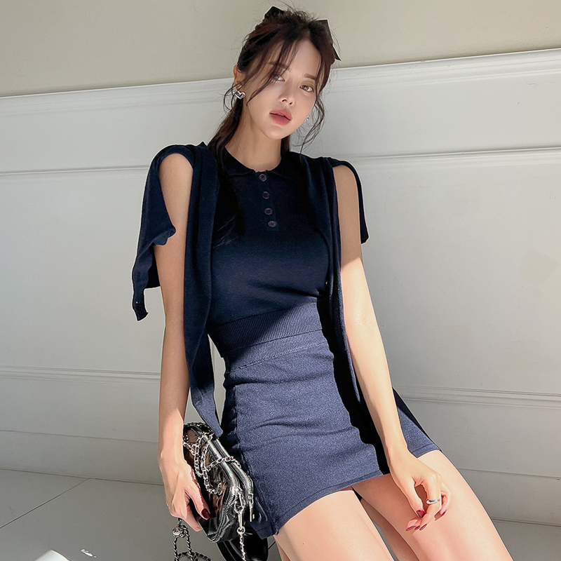 Autumn and winter small shirt long sleeve vest 3pcs set