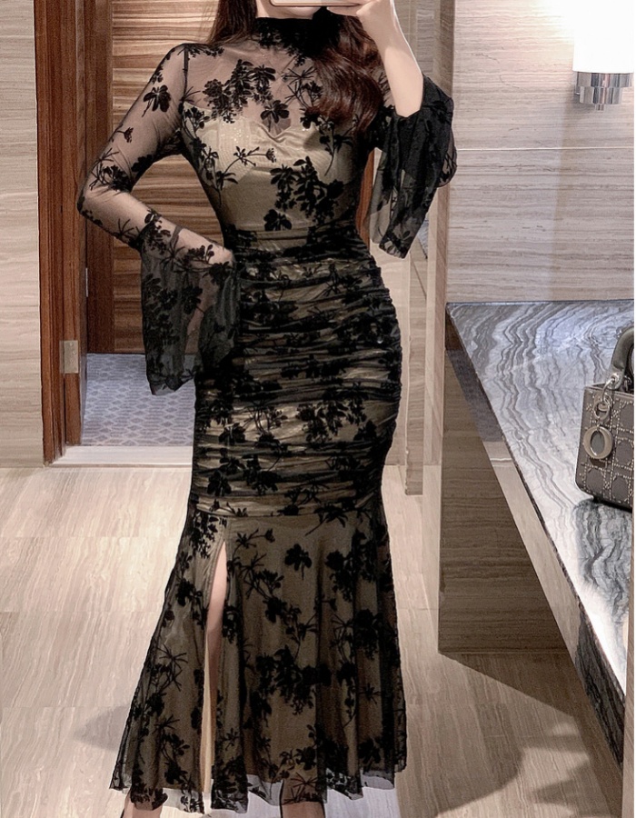 Ladies light luxury dress high waist long dress