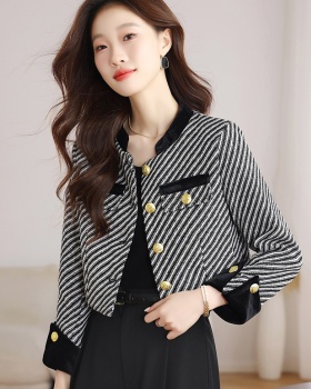 Autumn stripe coat temperament short tops for women